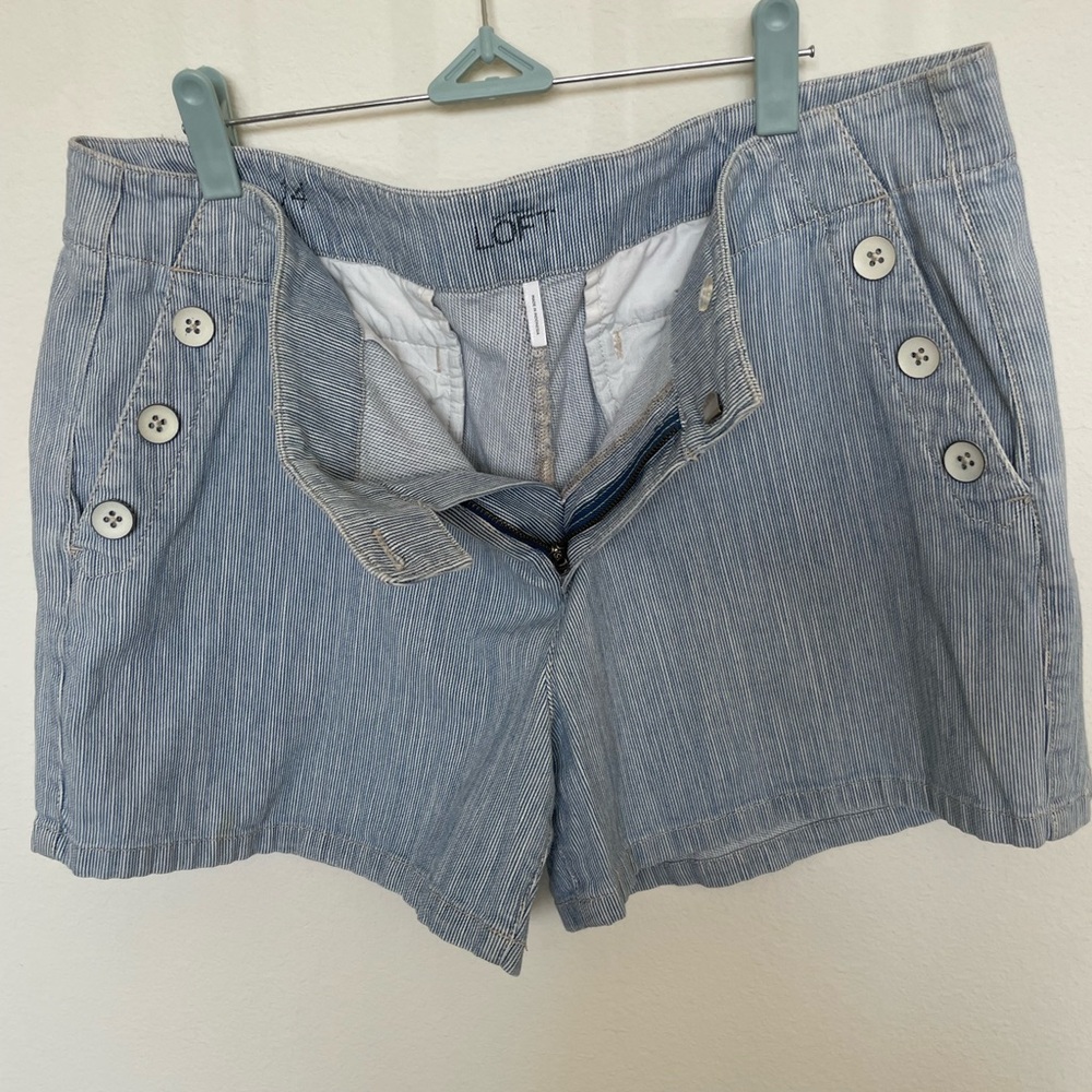 LOFT Blue striped Bermudas Lightweight Casual Shorts